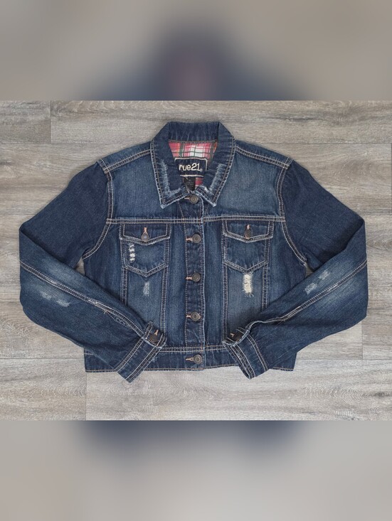 Rue21 Jackets & Blazers - Rue21 Dark Indigo Distressed Denim Jacket - Size XL